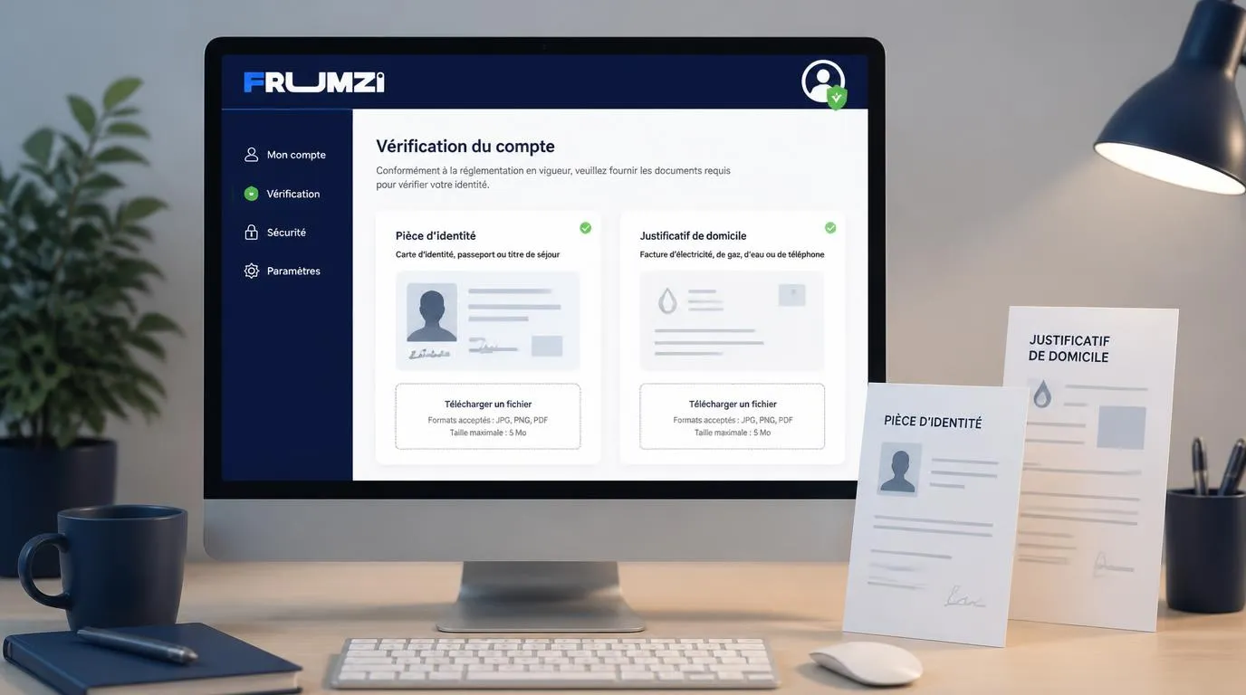 Interface de vérification de compte avec une pièce d’identité et une facture de services à transmettre